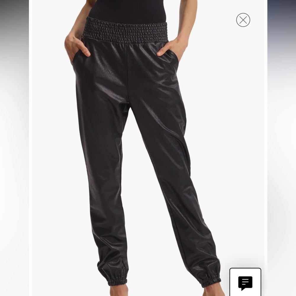 Commando black leather joggers